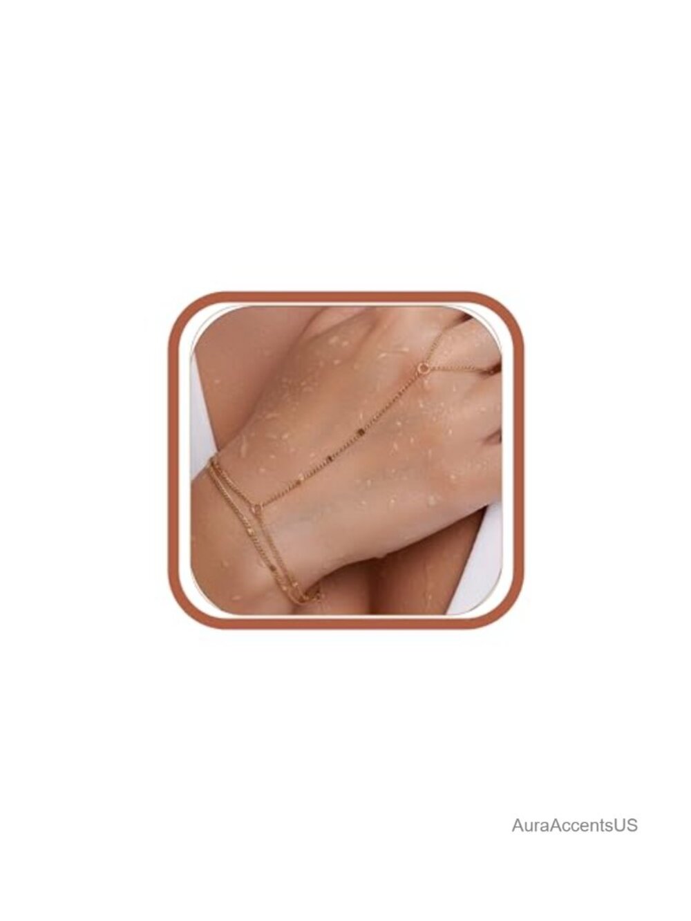 18K Gold Plated Stainless Steel Hand Chain Bracelet with Adjustable Extender